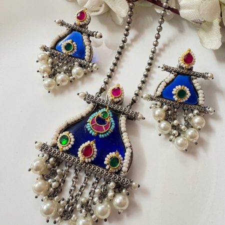 Long Kundan Fusion Stone Necklace Set