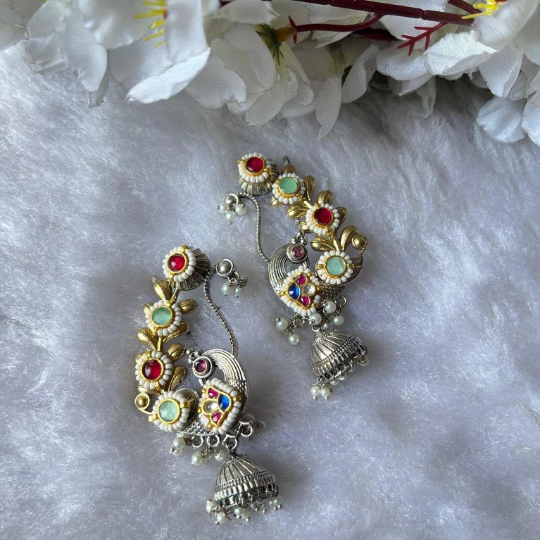 Peacock Kundan Fusion Earcuff