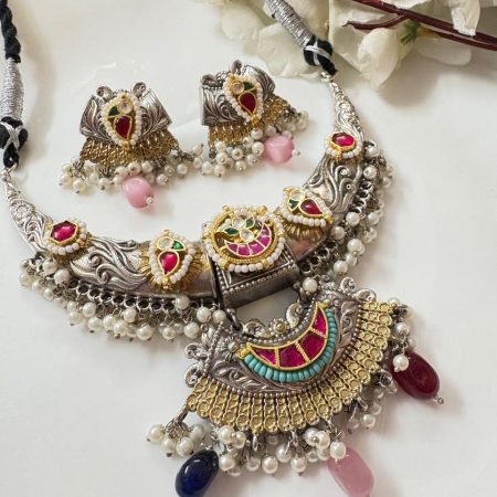 Premium Quality Stone Hansli With Earring