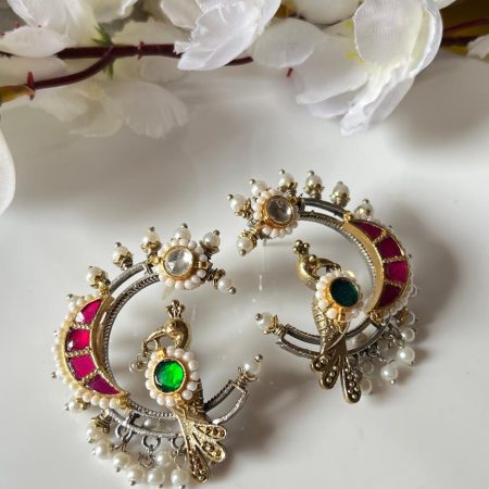 Dualtone Bird Kundan Earring