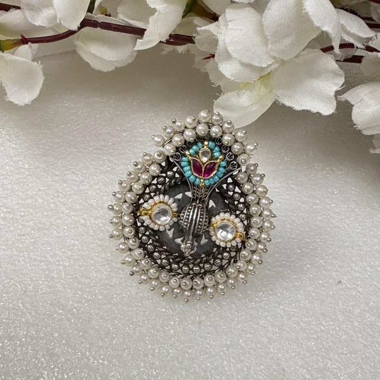 Kundan Pearls Ring