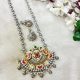 Long Dual-Tone Kundan Fusion Necklace With Jhumka