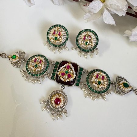 Dual-Tone Kundan Choker Set