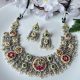 SLA Dualtone Double Layered Kundan Fusion Choker Set