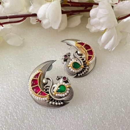 Peacock Cute Kundan Fusion Earring