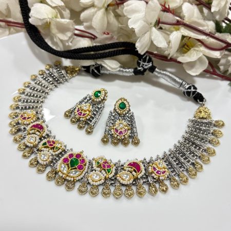 Dual-Tone Kundan Choker Set