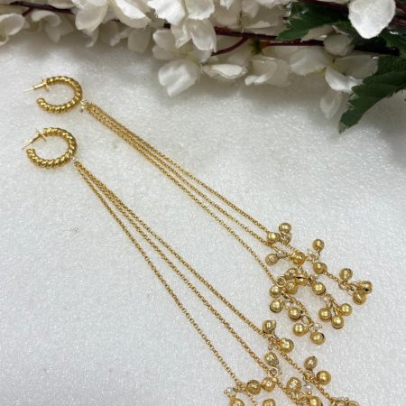 Gold Matt Long Kashmiri ChainEarring