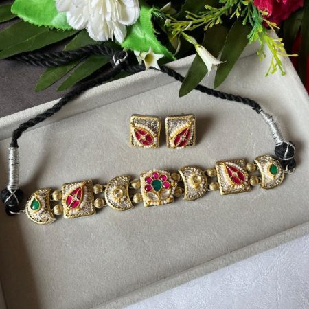 Dual-Tone Kundan Choker Set