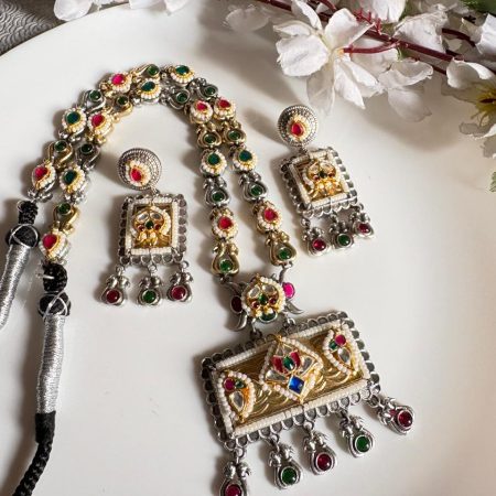 Kundan Fusion Dual-Tone Long Necklace Set