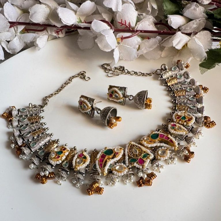 Dual-Tone Kundan Choker Set