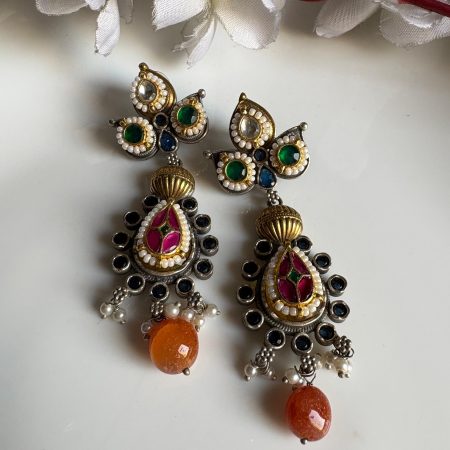 Kundan Fusion Dual-Tone Earring