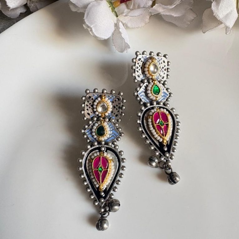 Handpainted Kundan Fusion Earring