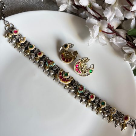 Dual-Tone Kundan Choker Set