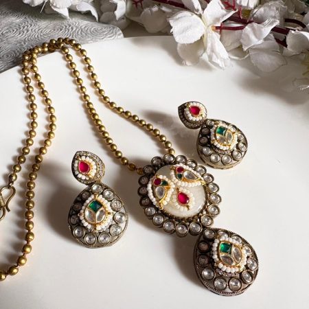 Dual-Tone Long Necklace Set